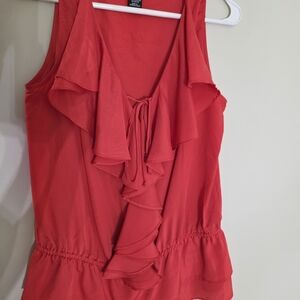 Apostrophe Vibrant Red Ruffle Blouse